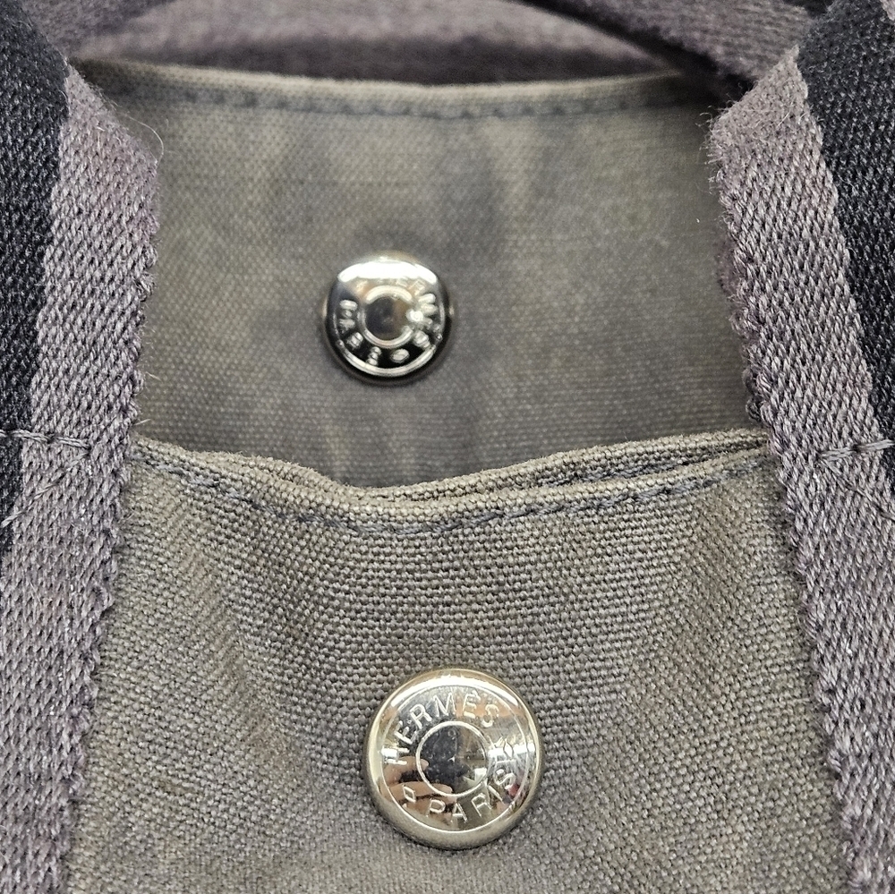Hermes Canvas Fourre Tout Holdall MM and GM Tote Bag Set in Gray and Black - Picture 11 of 17